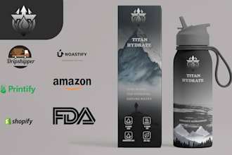 design water bottle packaging gym sports tumbler bottle label