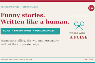 write funny human content scripts and stories with personality