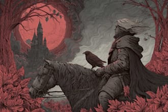 draw dark art illustration with engraving style