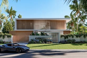 sketchup beachfront villa,tropical landscape, poolside lounge,d5 mansion render