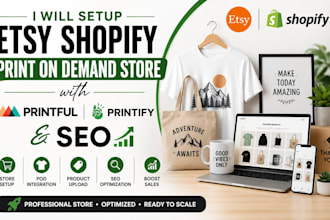 setup etsy shopify print on demand store with printful printify and SEO