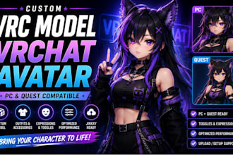 create a custom vrc model, vrchat avatar for PC and quest