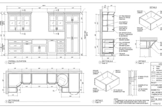 draft detailed millwork and cabinetry fabrication drawings in autocad