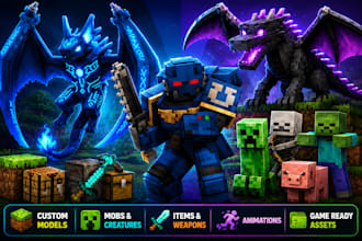 create custom minecraft blockbench models, mobs, items and animations