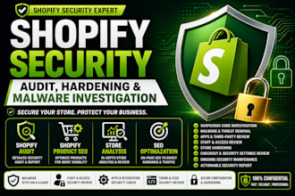 perform a shopify security audit, hardening and malware investigation