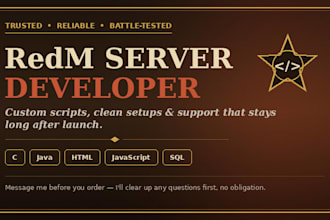be your fivem server developer, redm server developer, redm vorp server