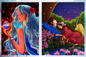 draw a detailed anime manga character illustration in colour