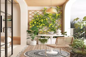 3d sketchup model, home balcony, terrace garden, planting box renders, archiviz