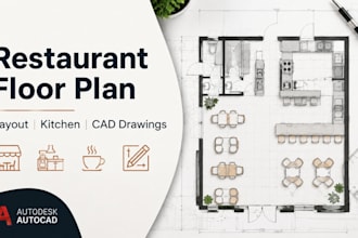 design restaurant floor plan, cafe layout, commercial kitchen cad drawings