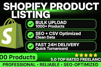do shopify product listing, data entry and bulk upload
