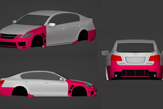 3d car modeling, car parts, car body kit, rc car, low poly car, car animation