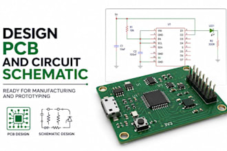design pcb and circuit schematic, ready for manufacturing and prototyping