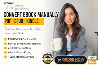 convert PDF, word to epub and kindle KDP ebook formatting