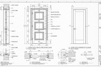 create shop drawings for doors, windows, millwork, furniture and casework