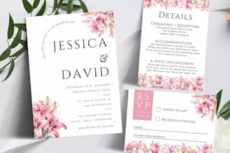 design wedding invitation card save the date and rsvp editable canva template
