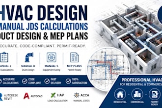 do hvac design, manual jds calculations, duct design and mep plans