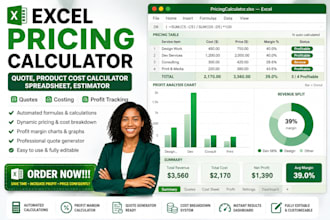excel pricing calculator, quote, product cost calculator spreadsheet, estimator