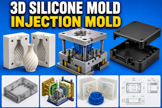 3d silicone mold plastic injection mold product design cad stl for 3d printing