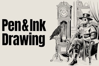 create custom pen and ink illustration for you