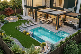 create 3d landscape, backyard, garden, patio and outdoor living renderings