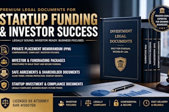 prepare a complete investor and fundraising legal package for startups