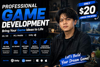 build mechanics and game prototype in unity or godot