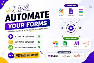 automate form automation, jotform, googleform, fillout to airtable, makecom, n8n