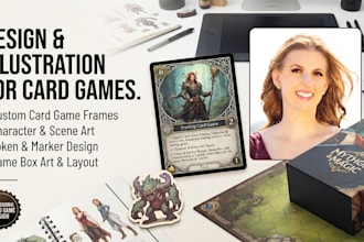 design card game, board game card frame design, card box for cards game art