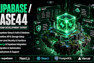 design supabase backend and base44 web app