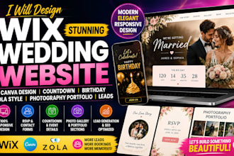 wix wedding website canva countdown birthday zola photography portfolio leads