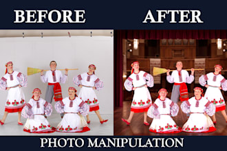 do realistic background replacement and photo manipulation