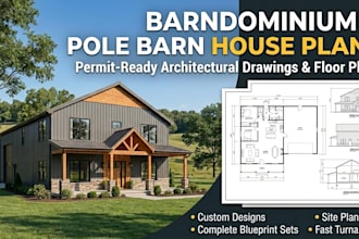 design barndominium plans, pole barn house plans and permit drawings