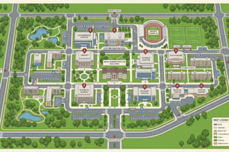 design a unique university campus map, school map and directory map