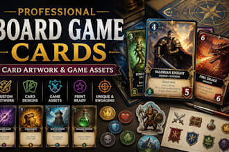 create professional board game cards card artwork and game assets