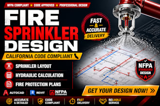 design california fire protection drawing , sprinkler design and calculations