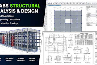 do etabs structural analysis, design, load calculations and construction drawing