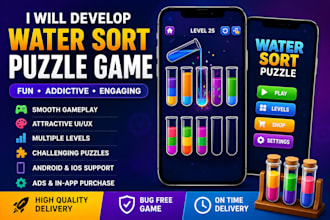 develop a fun addictive water sort puzzle game