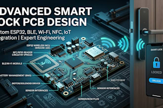 design smart lock pcb for ble rfid nfc, iot and esp32 ble wifi smart lock