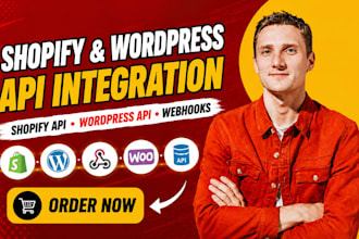 integrate shopify API, wordpress API, webhooks and automation