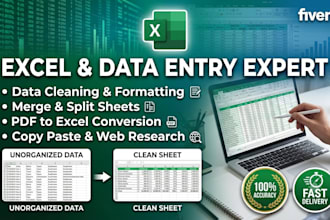 clean, format, merge, split, excel data