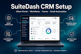 setup suitedash CRM client portal, workflows, forms and email automation for you
