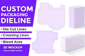 create box packaging design, dieline, die cut and print ready files