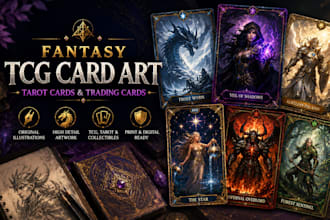 illustrate fantasy tcg card art tarot cards and trading cards