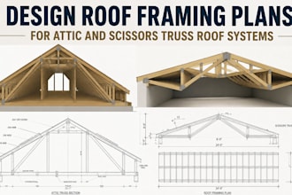 design roof framing plans for attic and scissors truss roof systems