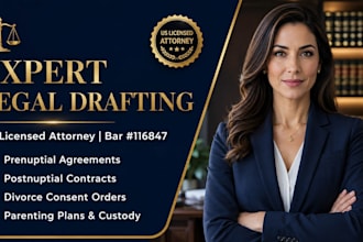draft a legally binding prenuptial agreement and asset schedule by US attorney