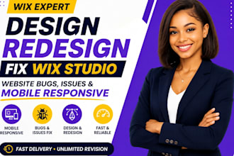 design redesign wix website fix wix studio website bug, issues mobile responsive