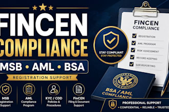 provide fincen compliance, msb registration and aml support