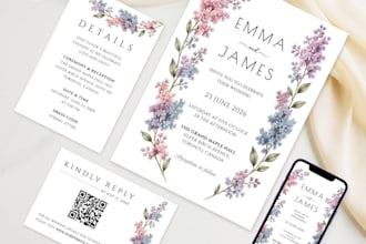 design eco friendly digital wedding invitation suite with qr code rsvp