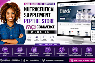 design a nutraceutical supplement peptide store woocommerce website