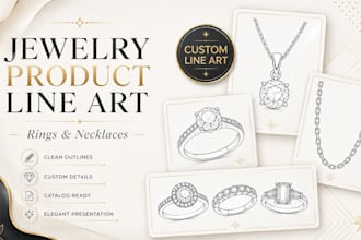 draw jewelry product line art for line art and necklaces